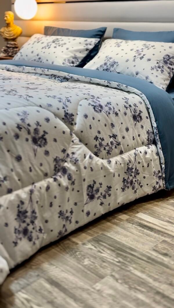 Couette 2 Places Bleu Éclosion – Élégance Florale