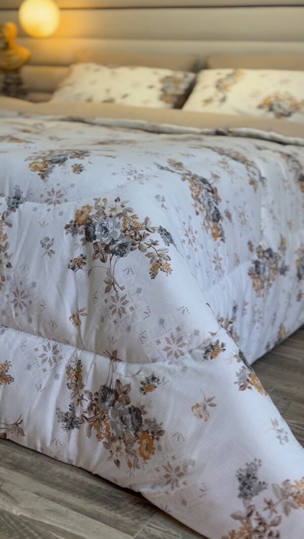 Couette 2 Places Jardin d’Hiver – Reflets Beige et Or