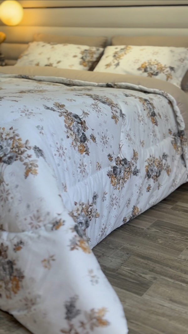 Couette 2 Places Jardin d’Hiver – Reflets Beige et Or