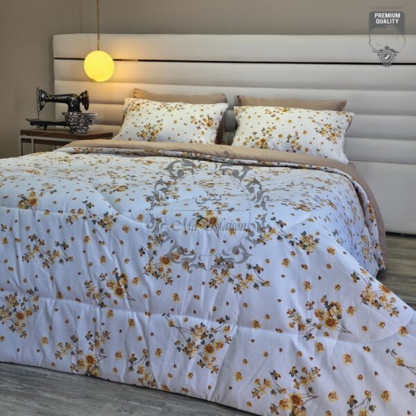 Couette 2 Places Élégance Florale – Jaune Soleil