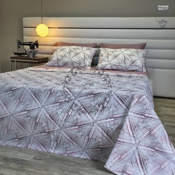 Parure de Lit Triangles Contemporains – Violet & Gris