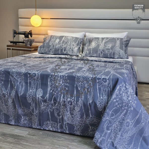 Parure de Lit 6 Pièces – Gris Élégance Florale