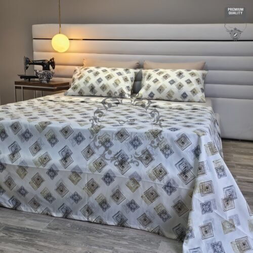 Parure de Lit Géométrie Élégante –  Or & Noir Contemporain