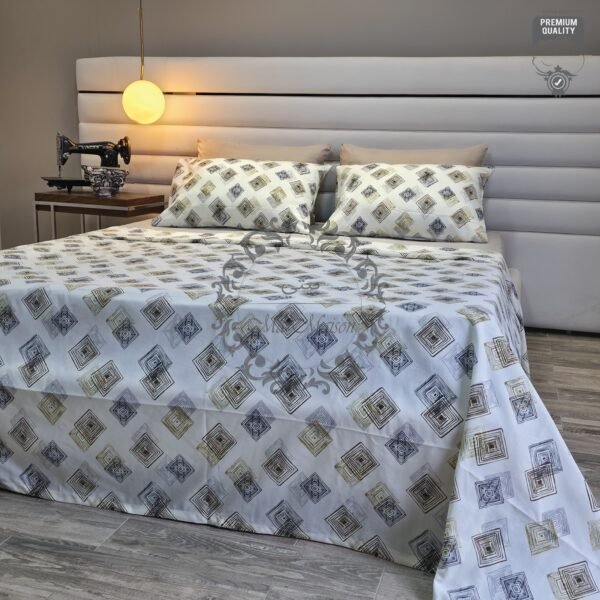 Parure de Lit Géométrie Élégante –  Or & Noir Contemporain