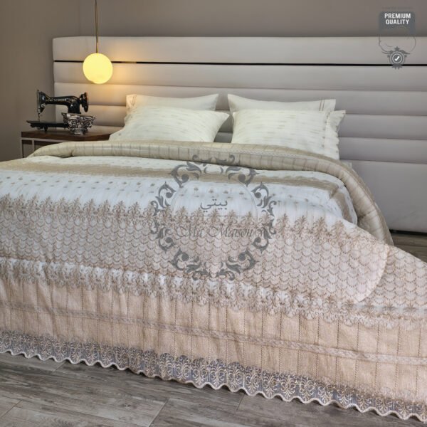 19 Couvre-lit Kamraya Haut Gamme – Broderie Royale Ivoire