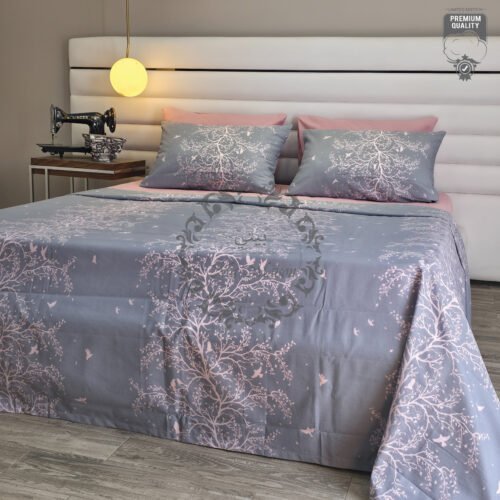 3 Parure de Lit 6 Pièces – Arbre Enchanté Gris Rosé