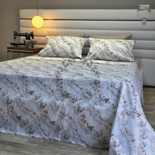 Parure de Lit 6 Pièces – Harmonie Florale Beige Écru