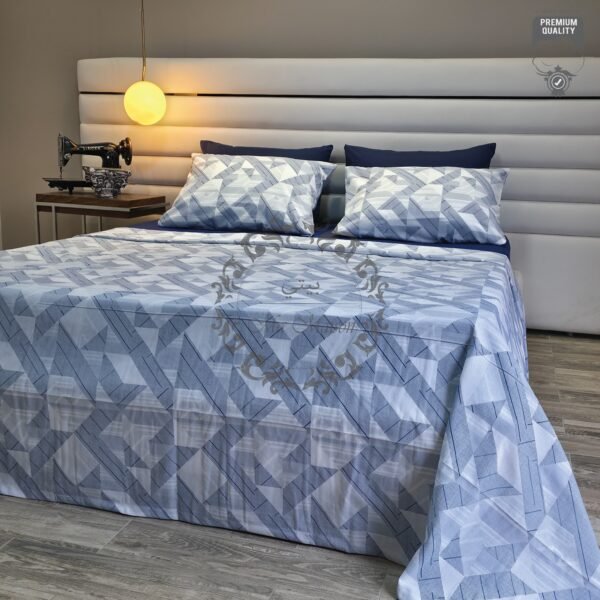 Parure de Lit Géométrique – Bleu Moderne Élégance