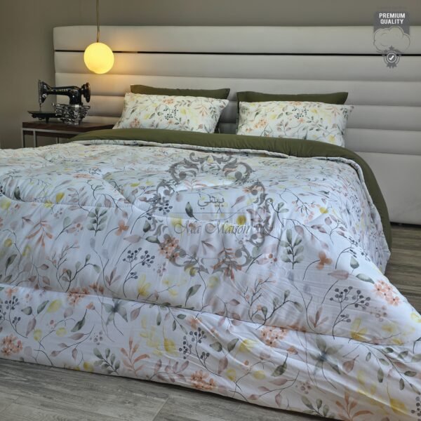 Couette 2 Places Feuillage Pastel – Harmonie Florale