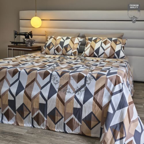 Parure de Lit 6 Pièces – Harmonie Géométrique Contemporaine