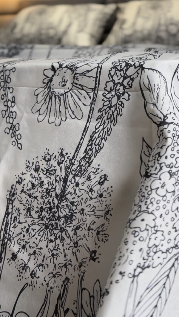Parure de Lit 6 Pièces – Élégance Florale Gris Perle