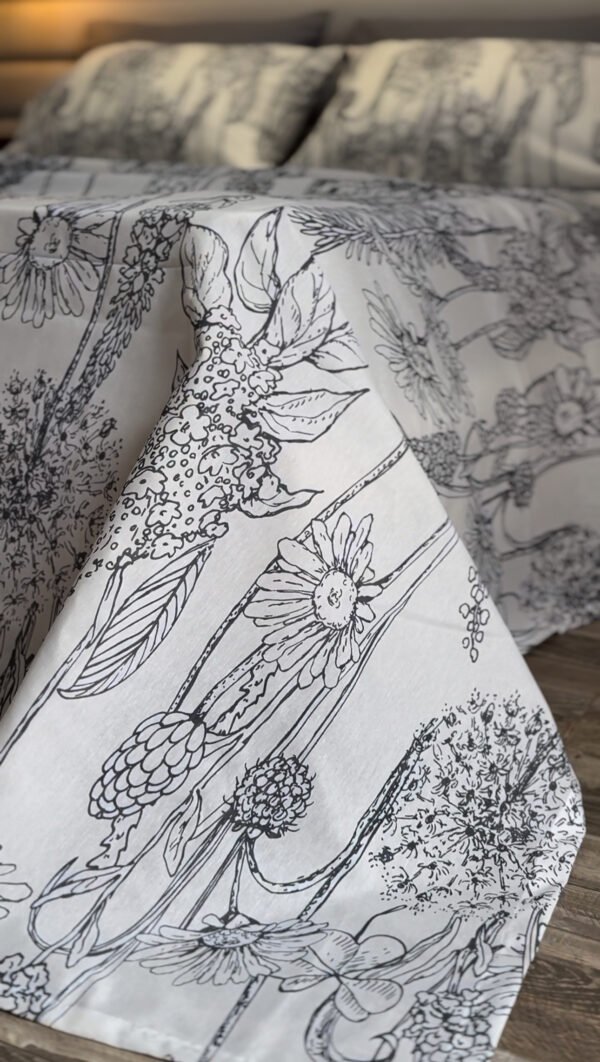 Parure de Lit 6 Pièces – Élégance Florale Gris Perle