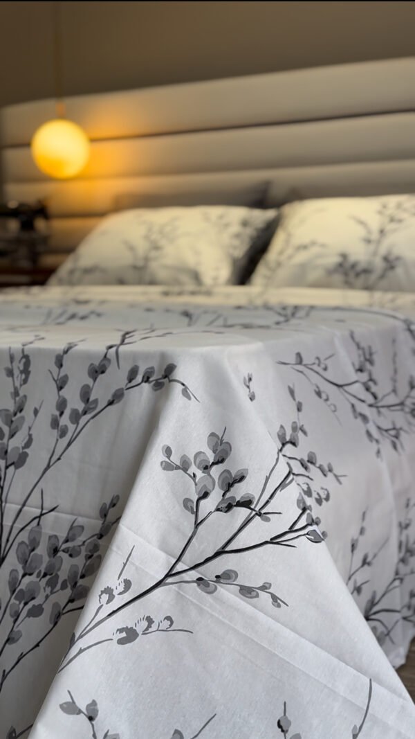 Parure de Lit 6 Pièces – Feuillage Gris Élégant