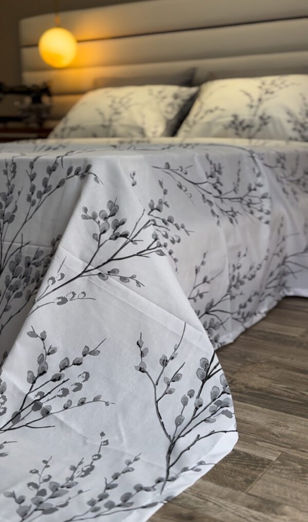 Parure de Lit 6 Pièces – Feuillage Gris Élégant