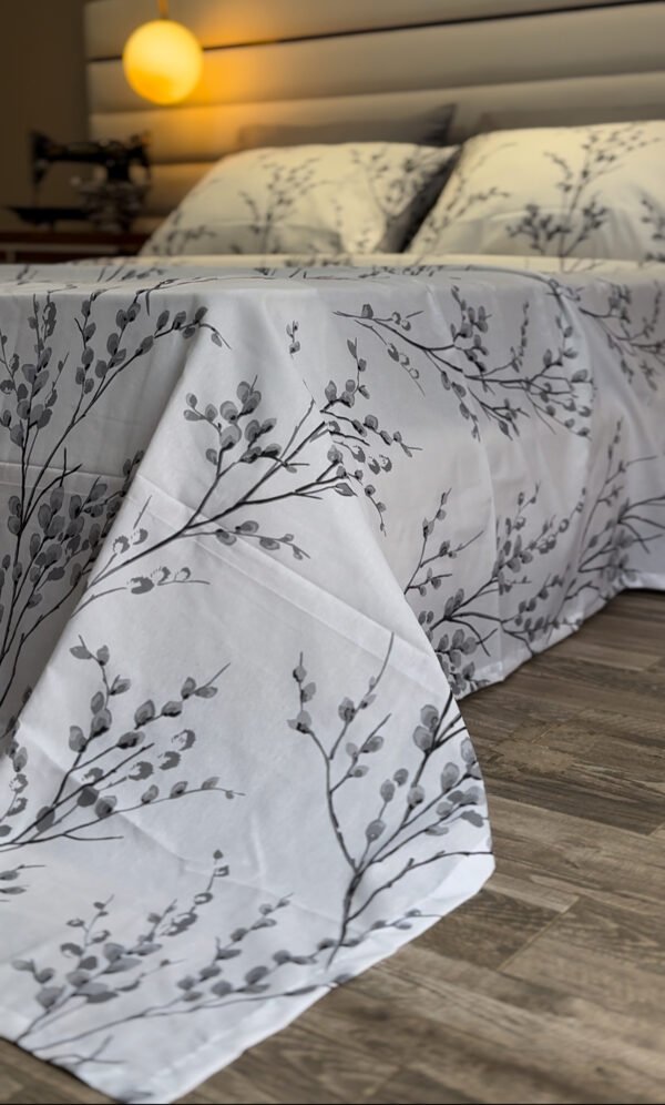 Parure de Lit 6 Pièces – Feuillage Gris Élégant