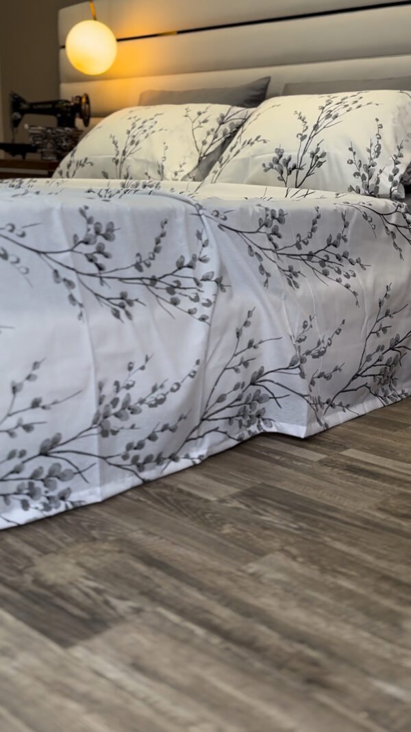 Parure de Lit 6 Pièces – Feuillage Gris Élégant
