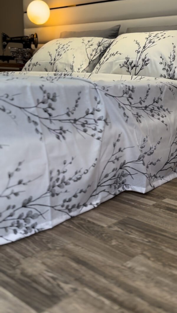 Parure de Lit 6 Pièces – Feuillage Gris Élégant