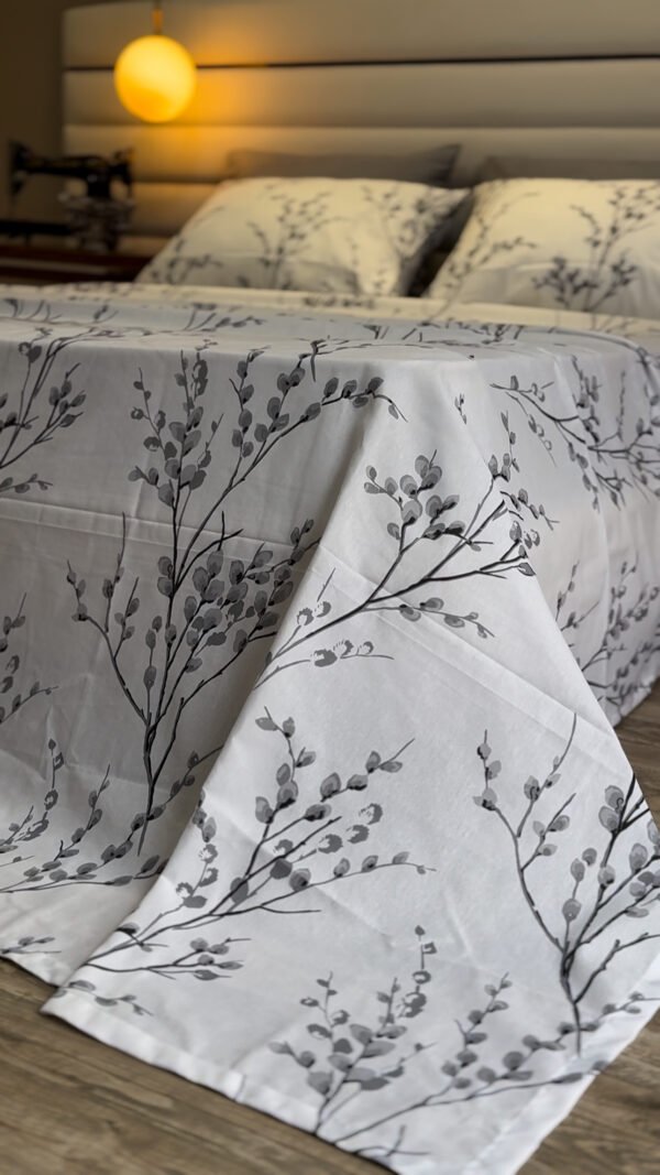 Parure de Lit 6 Pièces – Feuillage Gris Élégant
