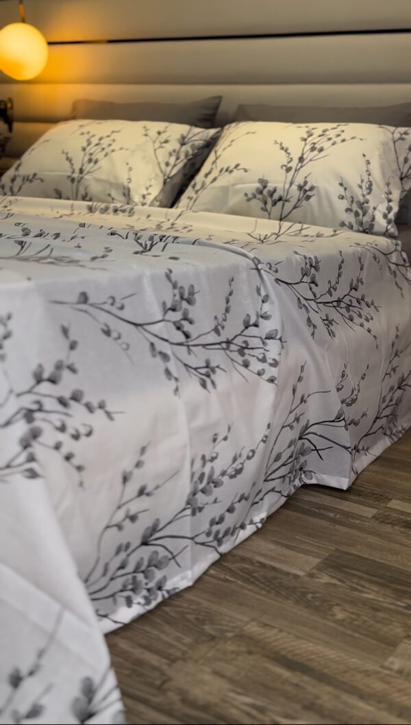 Parure de Lit 6 Pièces – Feuillage Gris Élégant