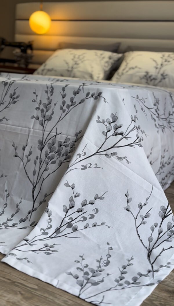 Parure de Lit 6 Pièces – Feuillage Gris Élégant