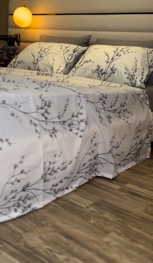 Parure de Lit 6 Pièces – Feuillage Gris Élégant
