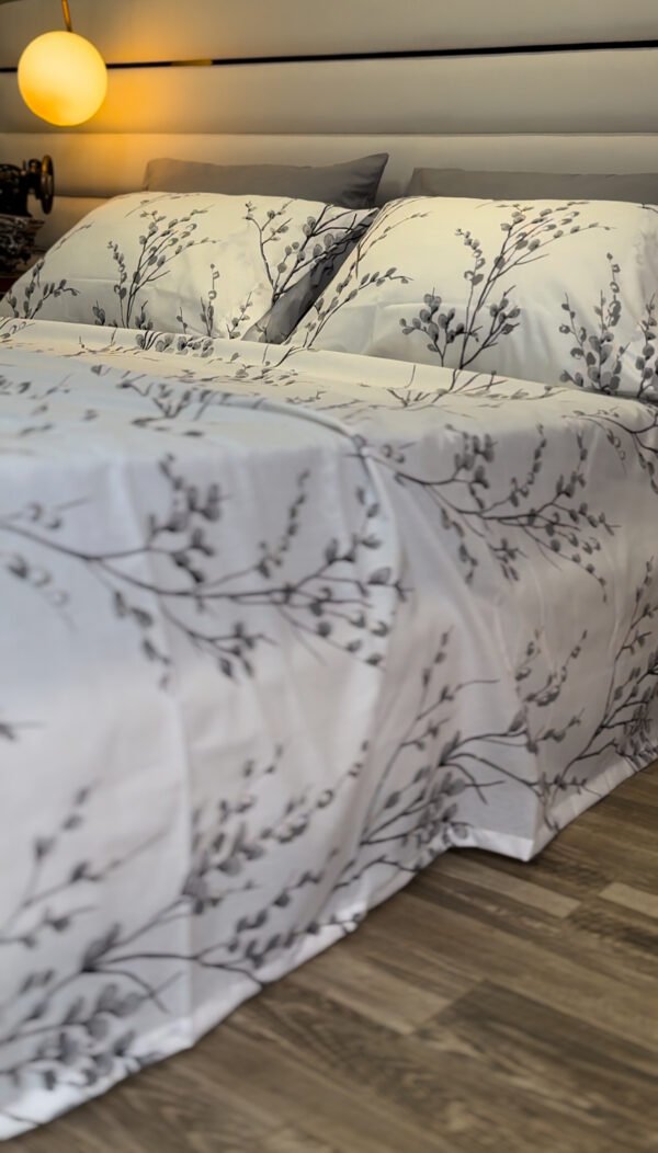 Parure de Lit 6 Pièces – Feuillage Gris Élégant