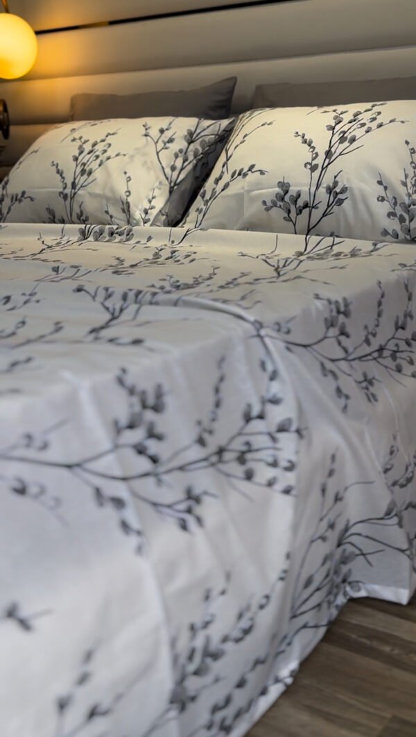 Parure de Lit 6 Pièces – Feuillage Gris Élégant