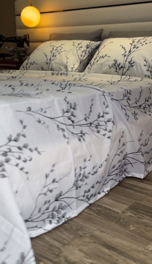 Parure de Lit 6 Pièces – Feuillage Gris Élégant