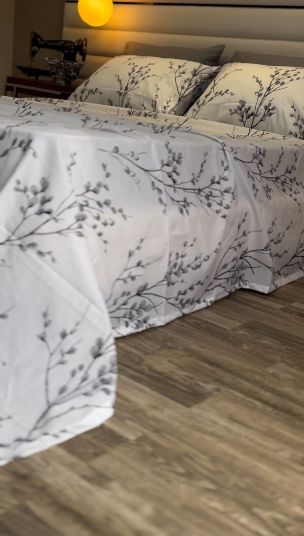 Parure de Lit 6 Pièces – Feuillage Gris Élégant