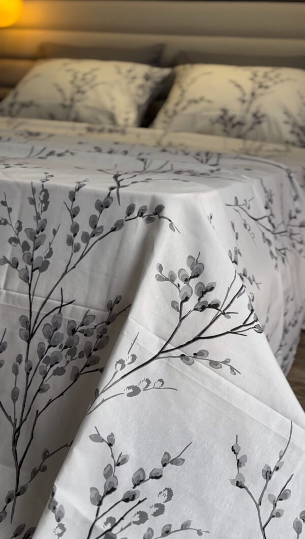 Parure de Lit 6 Pièces – Feuillage Gris Élégant