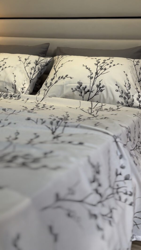 Parure de Lit 6 Pièces – Feuillage Gris Élégant