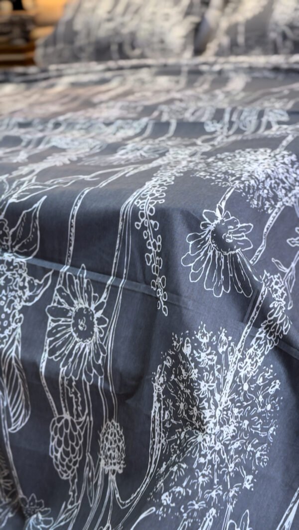 Parure de Lit 6 Pièces – Gris Élégance Florale