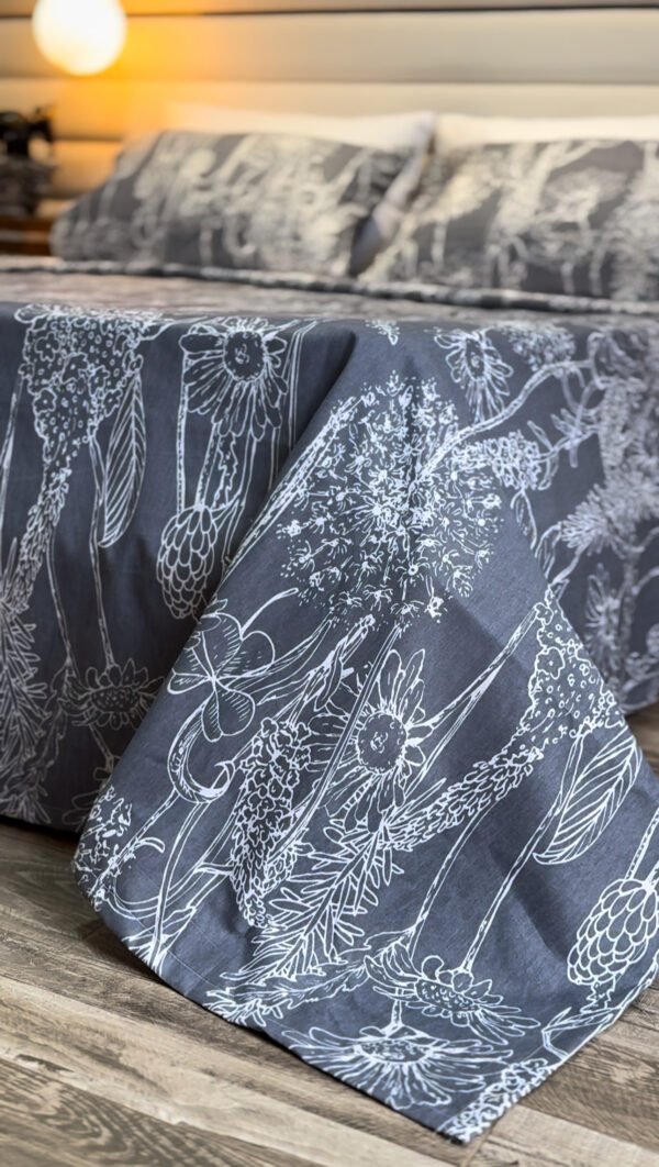 Parure de Lit 6 Pièces – Gris Élégance Florale