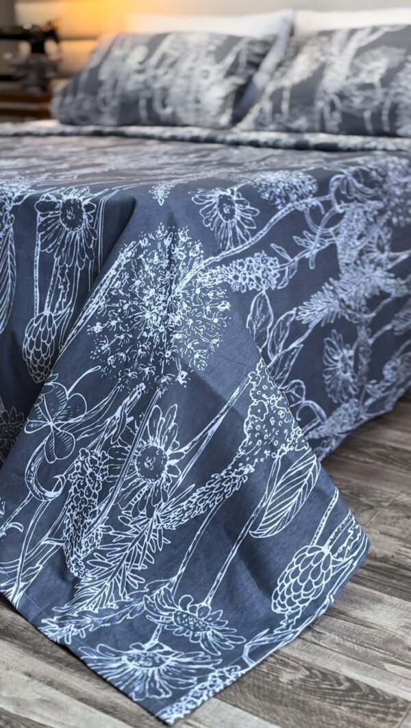 Parure de Lit 6 Pièces – Gris Élégance Florale