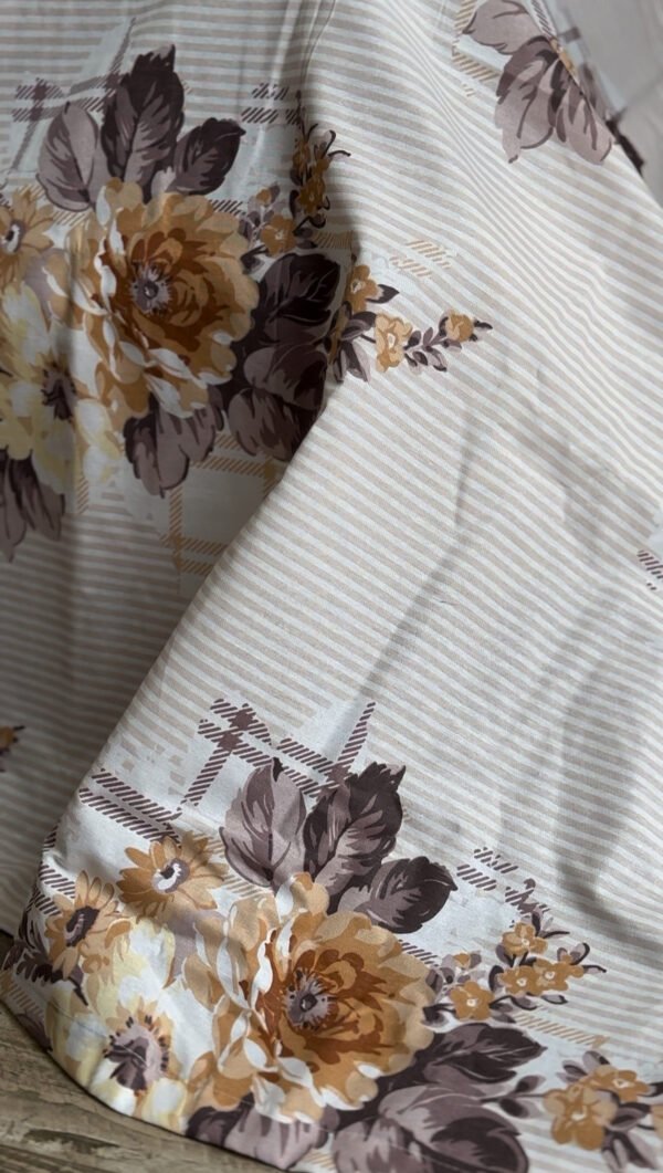 Parure de Lit 6 Pièces – Fleurs Élégantes Beige & Crème