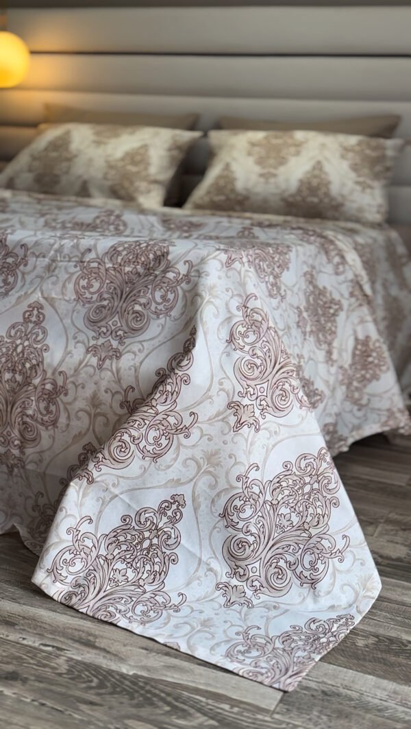 Parure de Lit 6 Pièces – Raffinement Baroque Neutre Beige