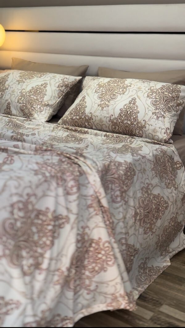 Parure de Lit 6 Pièces – Raffinement Baroque Neutre Beige