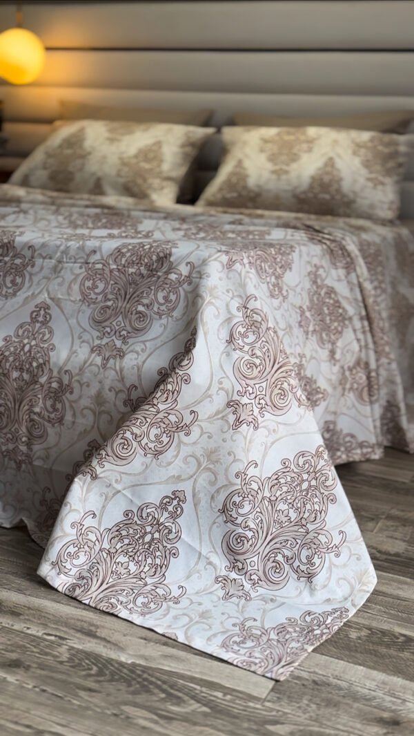 Parure de Lit 6 Pièces – Raffinement Baroque Neutre Beige