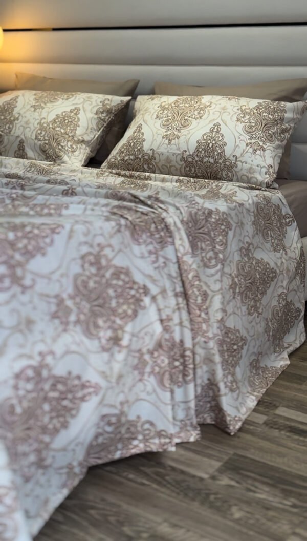 Parure de Lit 6 Pièces – Raffinement Baroque Neutre Beige