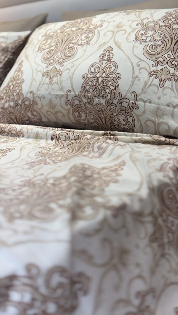 Parure de Lit 6 Pièces – Raffinement Baroque Neutre Beige