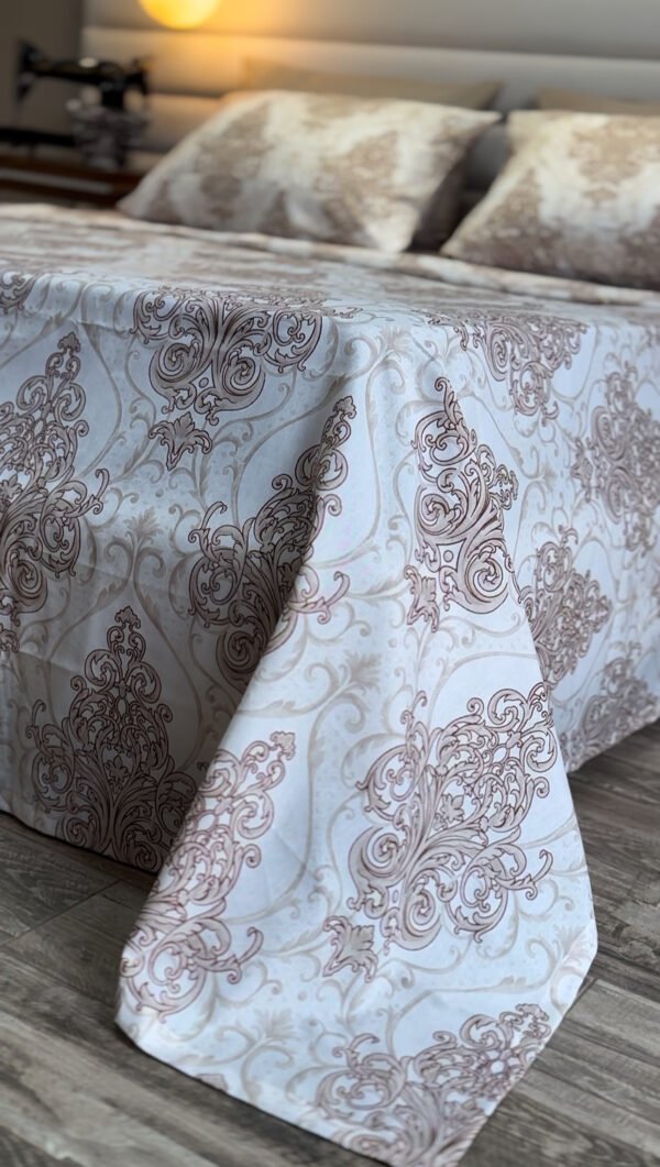 Parure de Lit 6 Pièces – Raffinement Baroque Neutre Beige