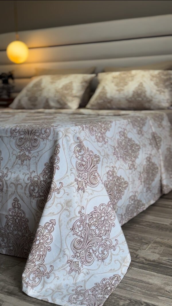 Parure de Lit 6 Pièces – Raffinement Baroque Neutre Beige