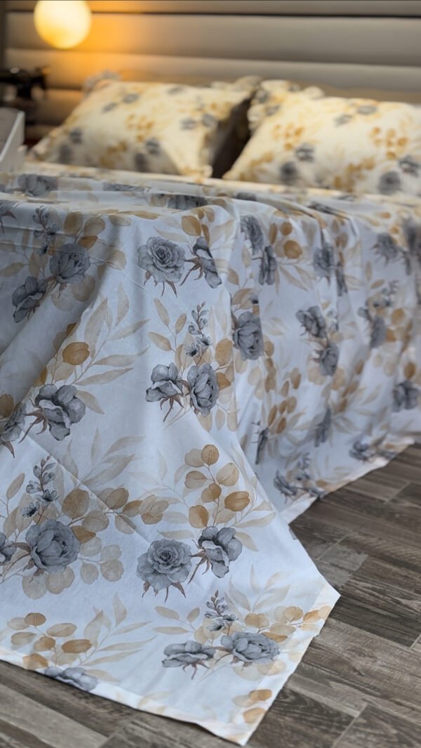 Parure De Lit Taies à Volant – Harmonie Florale Neutre