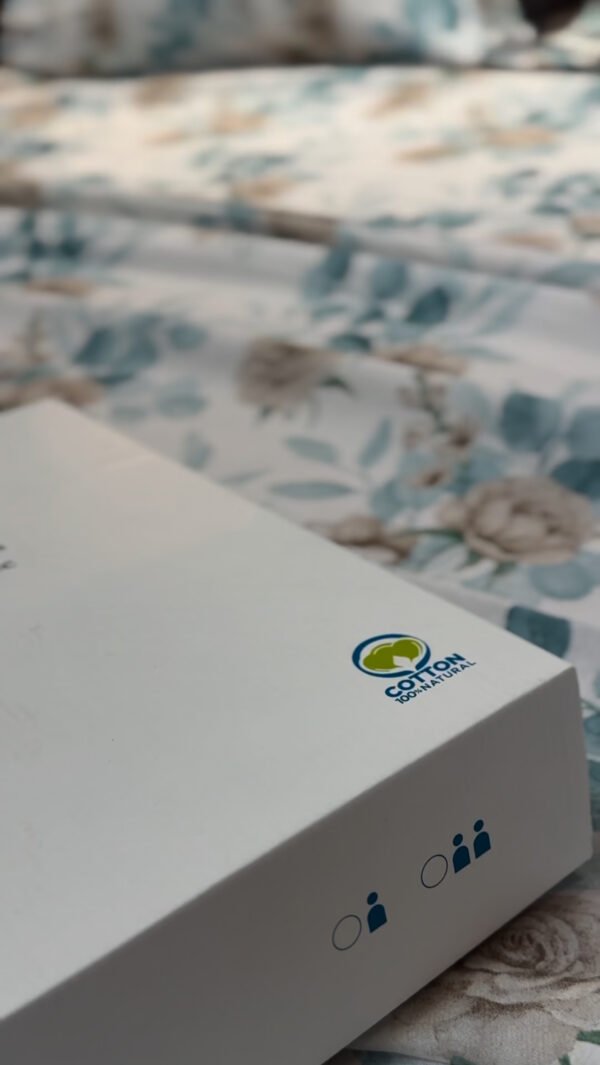 IMG_7764 Parure De Lit Taies à Volant – Fleurs Bleu Poudré & Beige