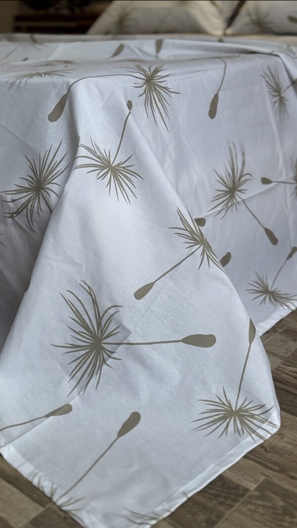 Parure de Lit Dandelion – Blanc & Grège Épuré