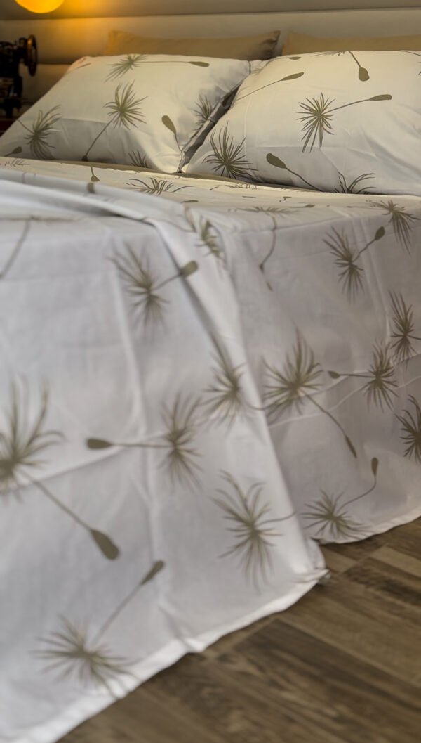 Parure de Lit Dandelion – Blanc & Grège Épuré