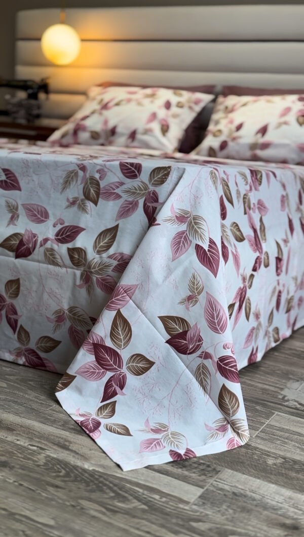 Parure de Lit Élégance Feuillage – Violet & Brun
