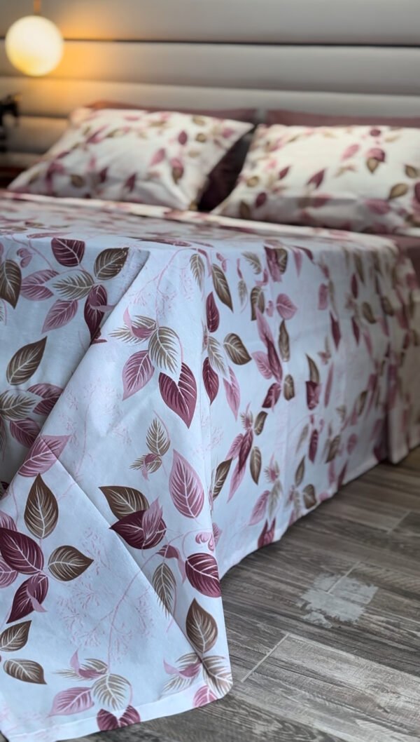 Parure de Lit Élégance Feuillage – Violet & Brun