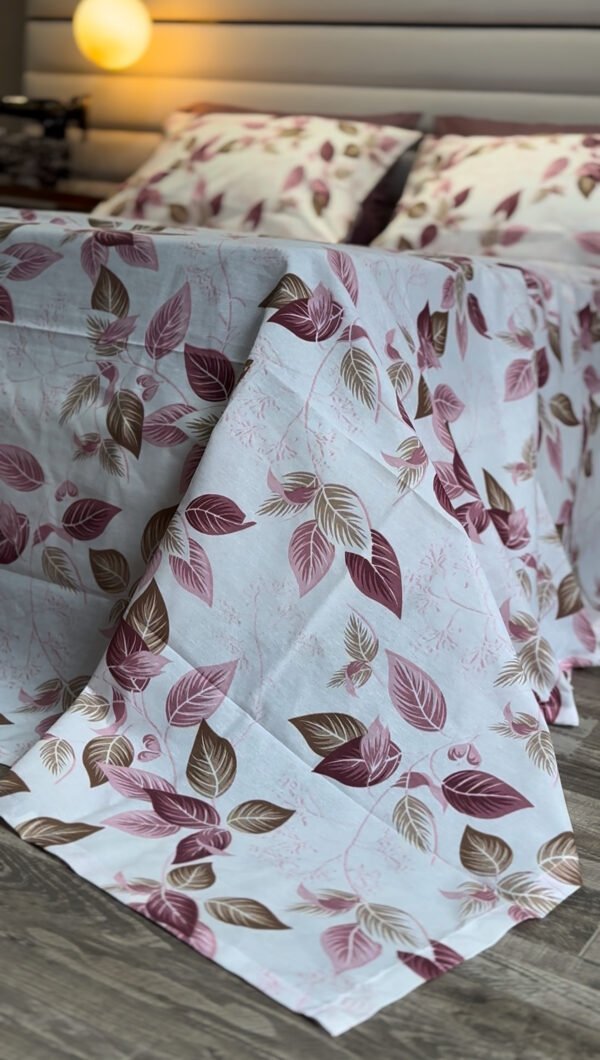 Parure de Lit Élégance Feuillage – Violet & Brun