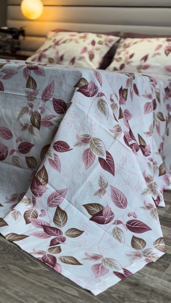 Parure de Lit Élégance Feuillage – Violet & Brun